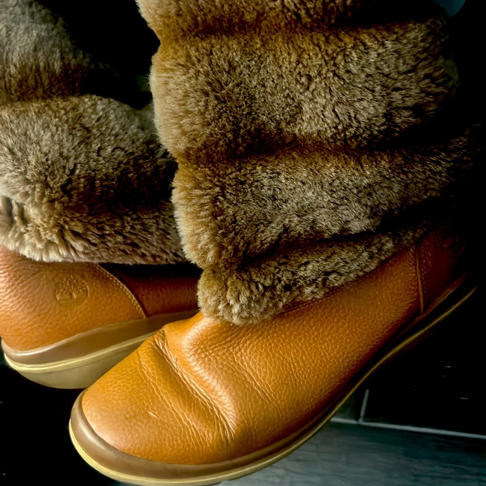 Faux fur timberland boots